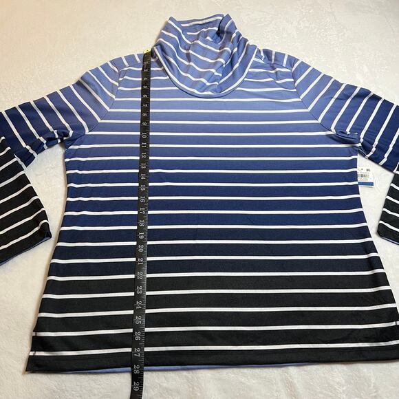 Karen Scott Sport Funnel Neck Ombre Striped Sweatshirt Size X-Large NEW Coastal - Picture 9 of 9